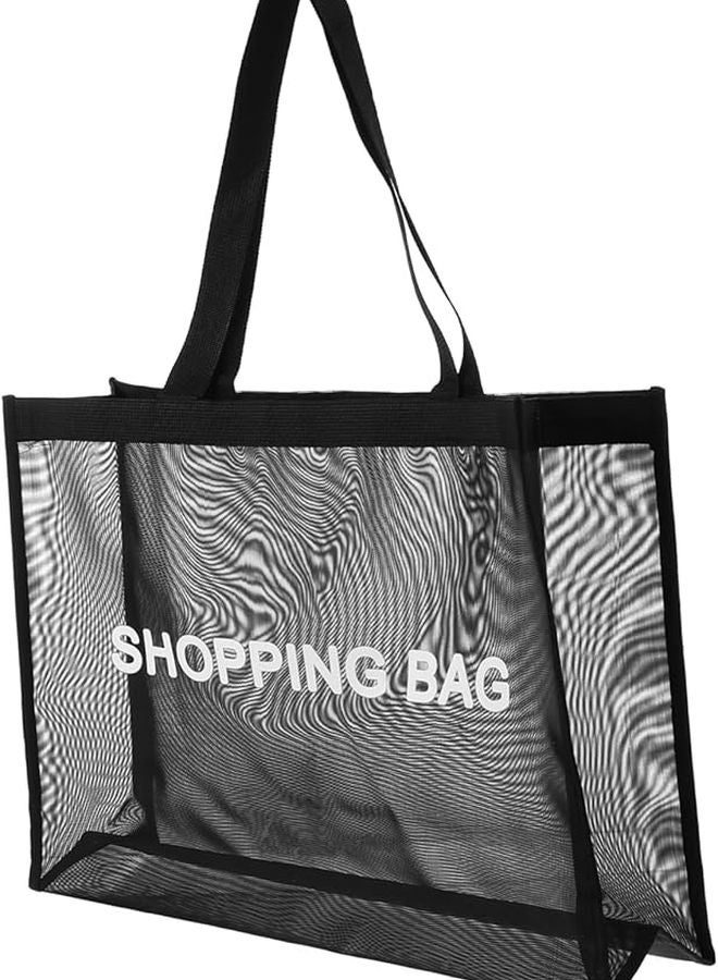 Lightweight Nylon Tote Bag For Travel Cosmetics Beach Toys Black Crossbody Handbag - Image 1